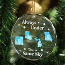 Family,Gift For Sibling,Parents,Gift For Grandparents,Gift For Sisters,Gift For Brothers,Gift For Bestie - Long Distance The Miles Don't Matter Christmas - Personalized Circle Glass Ornament