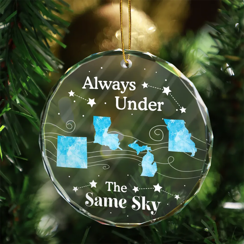 Family,Gift For Sibling,Parents,Gift For Grandparents,Gift For Sisters,Gift For Brothers,Gift For Bestie - Long Distance The Miles Don't Matter Christmas - Personalized Circle Glass Ornament