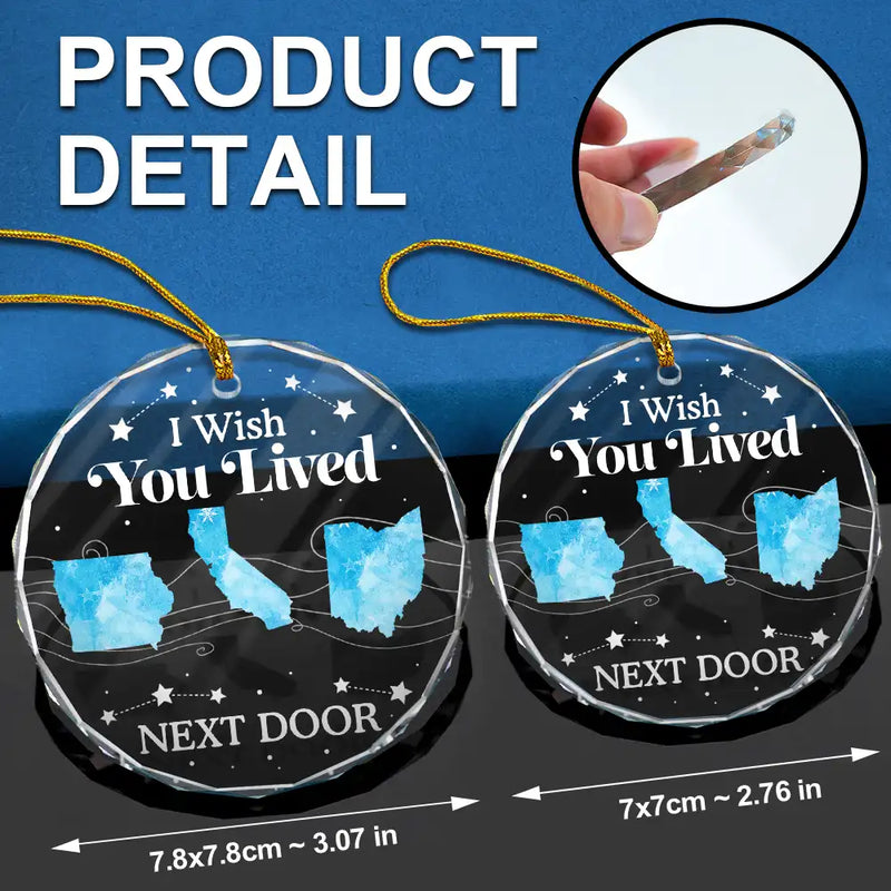 Family,Gift For Sibling,Parents,Gift For Grandparents,Gift For Sisters,Gift For Brothers,Gift For Bestie - Long Distance The Miles Don't Matter Christmas - Personalized Circle Glass Ornament