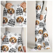 Dog Lovers,Dog Mom,Dog Dad,Pet Lovers,Cat Lovers - Custom Photo Best Dog Dad Ever Funny Pattern Family - Personalized Pajama Pants