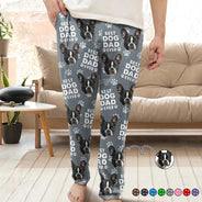 Dog Lovers,Dog Mom,Dog Dad,Pet Lovers,Cat Lovers - Custom Photo Best Dog Dad Ever Funny Pattern Family - Personalized Pajama Pants