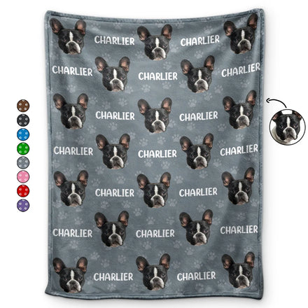 Custom Photo Funny Pet Face Pattern Dog Cat Family - Personalized Fleece Blanket, Sherpa Blanket
