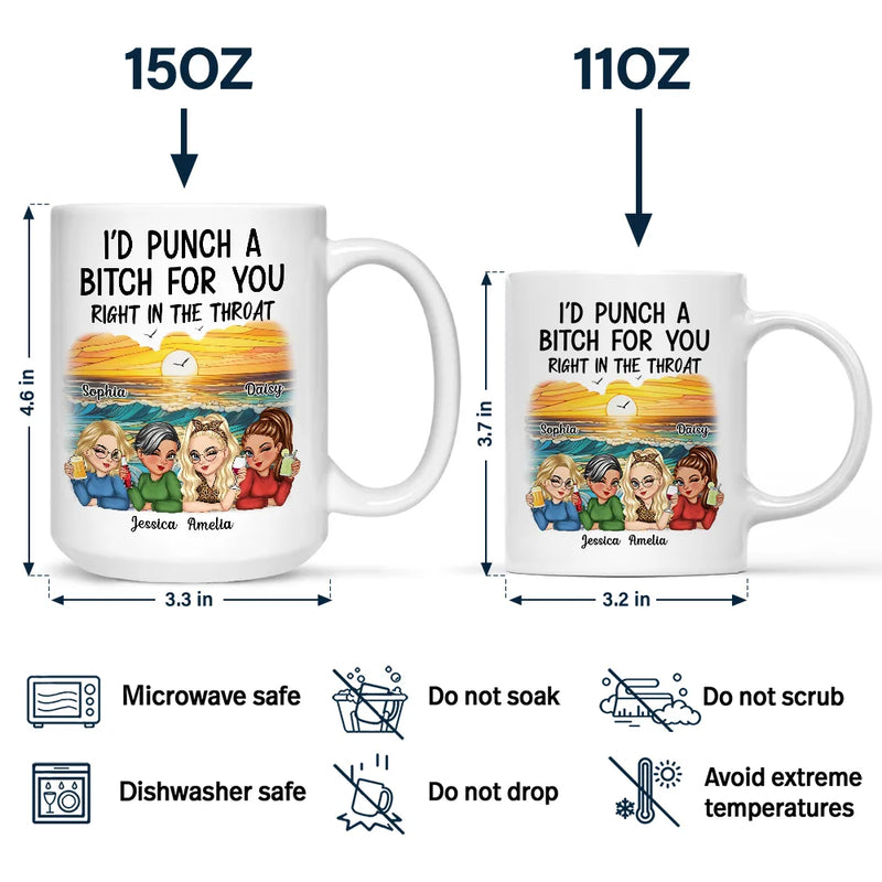 Gift For Bestie,Gifts For Colleagues,Gift For Sisters,Funny - Right In The Throat Besties - Personalized Mug