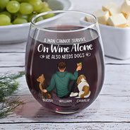 A Woman, Wine & Her Dog - Personalized Stemless Wine Glass