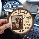 Gift For Father, Gift For Husband, Family - Custom Photo Drive Safe We Love You Dad Mom Family - Personalized Custom Shaped Car Visor Clip
