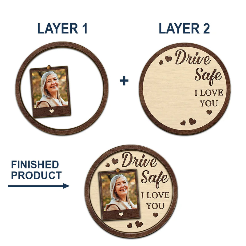 Gift For Father, Gift For Husband, Family - Custom Photo Drive Safe We Love You Dad Mom Family - Personalized Custom Shaped Car Visor Clip
