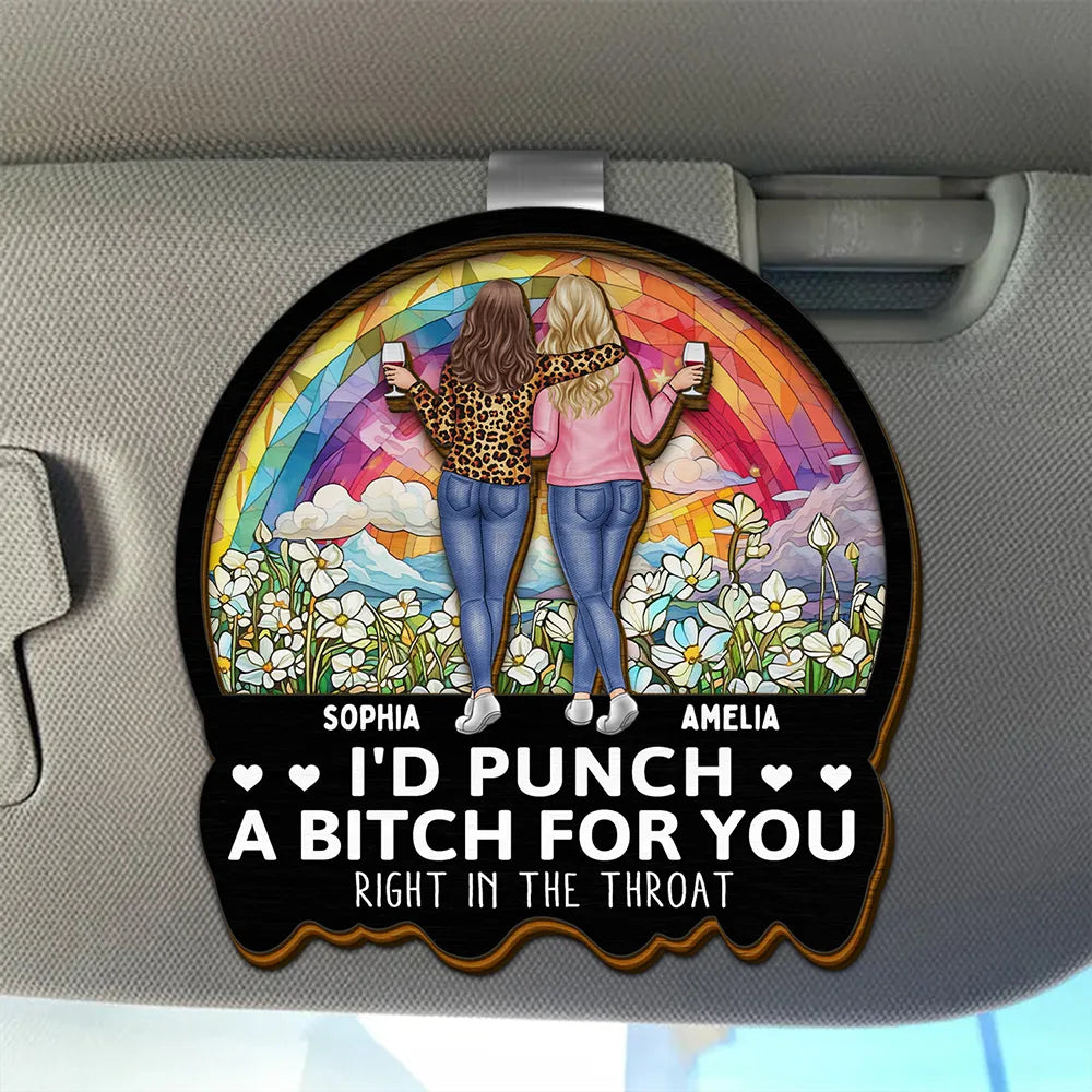 Right In The Throat Bestie Sister - Personalized Custom Shaped Car Visor Clip