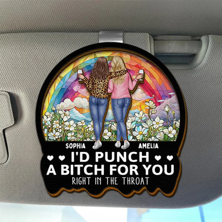 Right In The Throat Bestie Sister - Personalized Custom Shaped Car Visor Clip