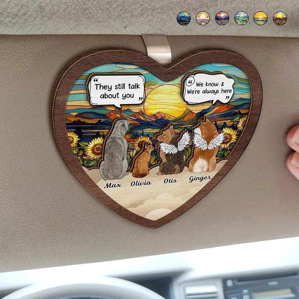 They Still Talk About You Memorial Dog Cat - Personalized Custom Shaped Car Visor Clip