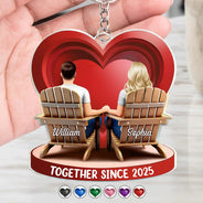 Gift For Couples,Gift For Wife,Gift For Husband,Gift For Boyfriend,Love - Together Since Couple 3D Effect - Personalized Acrylic Keychain
