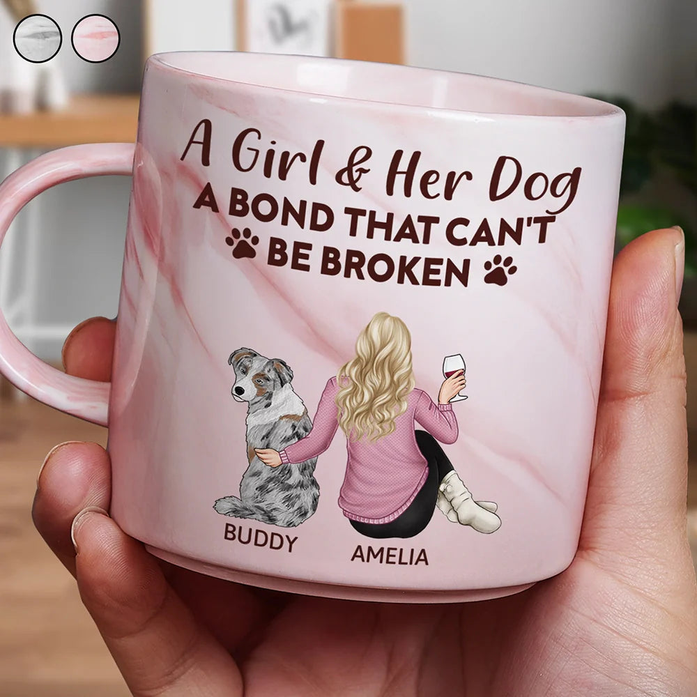 A Bond That Can't Be Broken Dog Mom - Personalized Marble Mug