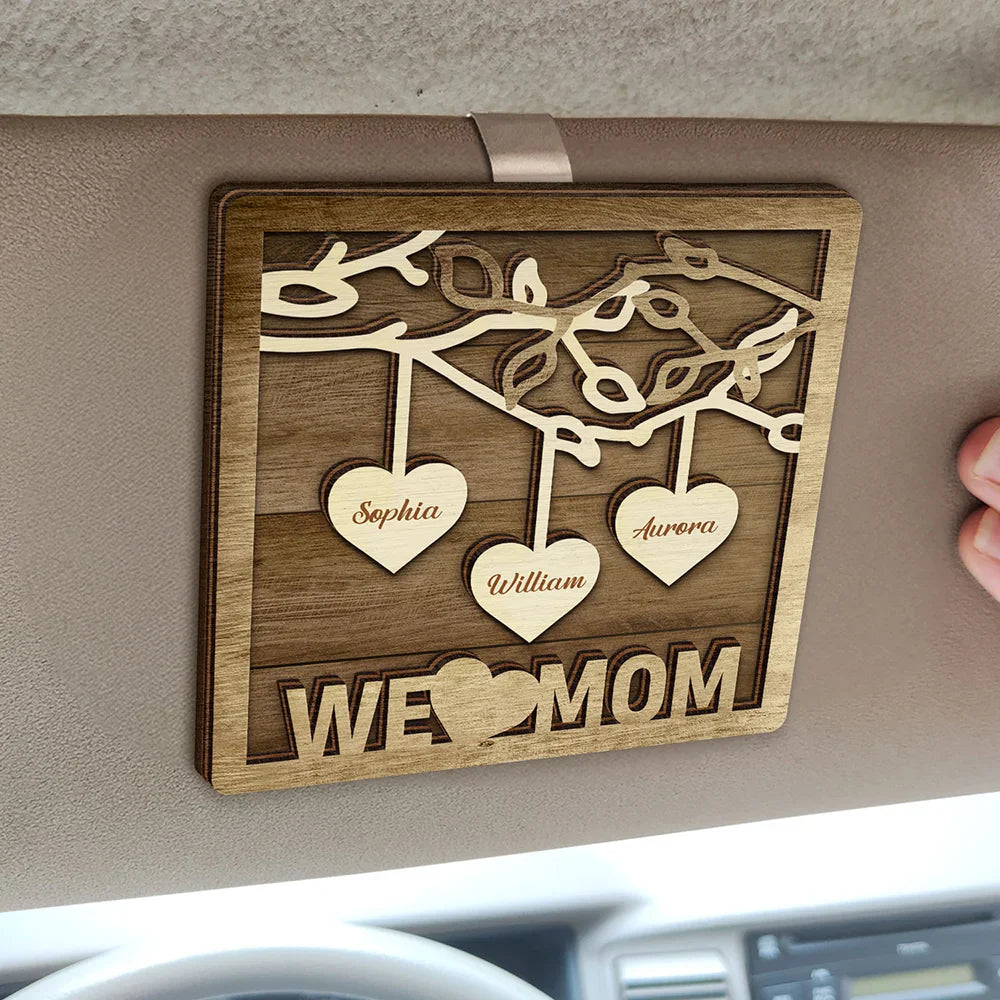 We Love Mom Dad - Personalized Custom Shaped Car Visor Clip