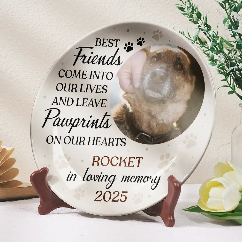 Dog Lovers,Cat Lovers,Memorial,Pet Lovers - Custom Photo You Were My Favorite Hello Memorial Dog Cat - Personalized Ceramic Plate