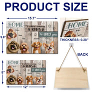 Happy,Dog Lovers,Pet Lovers - Home Is Where Someone Runs To Greet You Dog - Personalized Wood Rectangle Sign