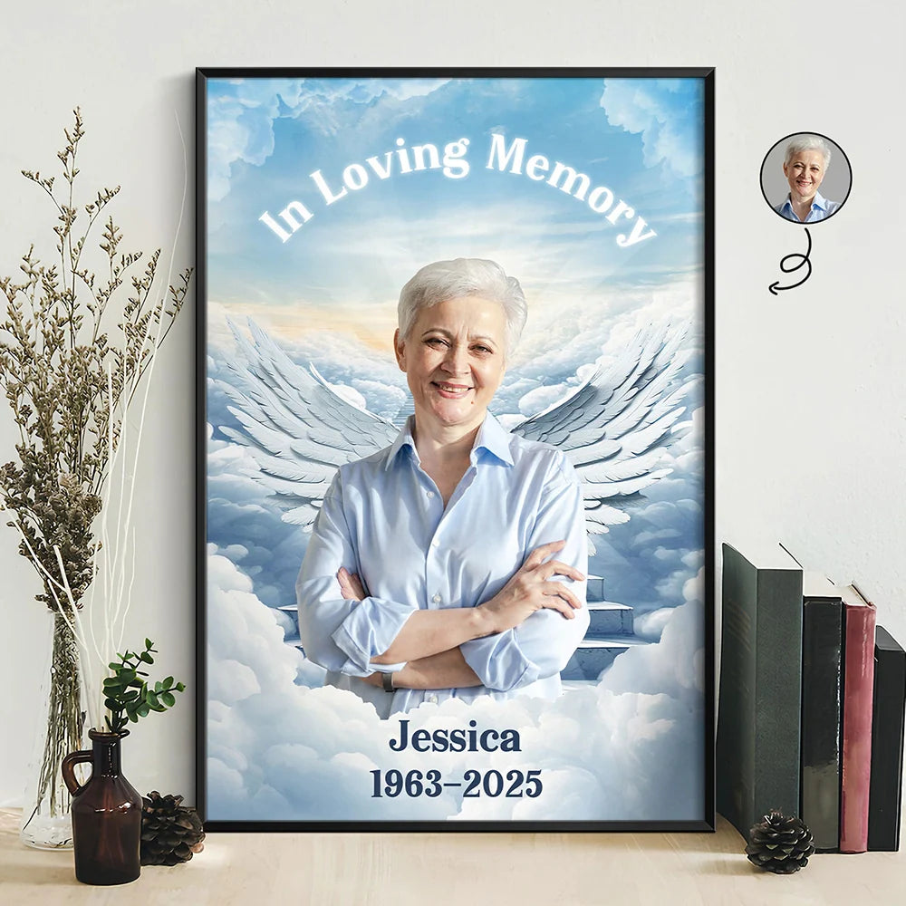 Custom Photo In Loving Memory Memorial Heaven - Personalized Poster