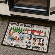 You And Me And The Dogs Camping Cartoon - Personalized Doormat