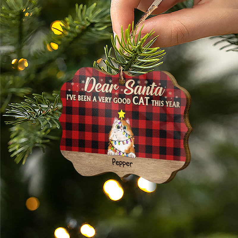 Very Good Cats This Year Flannel Christmas Cat - Christmas Gift For Cat Lovers - Personalized Custom Wooden Ornament, Aluminum Ornament