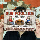 Welcome To Our Patio Grilling Listen To The Good Music - Backyard Sign - Personalized Custom Classic Metal Signs