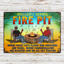 Fire Pit Where Music Gets Played Husband Wife Camping Couple Summer - Backyard Sign - Personalized Custom Classic Metal Signs