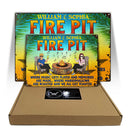 Fire Pit Where Music Gets Played Husband Wife Camping Couple Summer - Backyard Sign - Personalized Custom Classic Metal Signs
