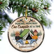 Husband And Wife Camping Partners For Life - Christmas Gift For Camping Couples - Personalized Custom Circle Ceramic Ornament