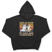 Easily Distracted By Cats & Alcohol Funny Cartoon Cat - Gift For Cat Lovers - Personalized T Shirt