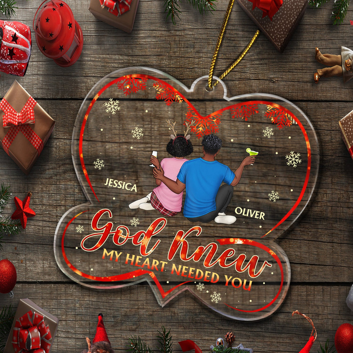 God Knew My Heart Needed You - Christmas Gift For Couples, Husband, Wife - Personalized Custom Shaped Acrylic Ornament