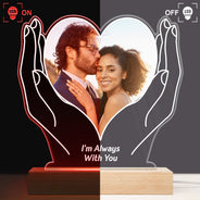 Custom Photo Forever Love - Gift For Mom, Dad, Couples, Besties, Sibling, Dog Lovers, Cat Lovers - Personalized 3D Led Light Wooden Base