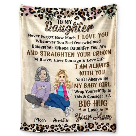Never Forget How Much I Love You Leopard Pattern Mom - Gift For Daughters - Personalized Fleece Blanket, Sherpa Blanket