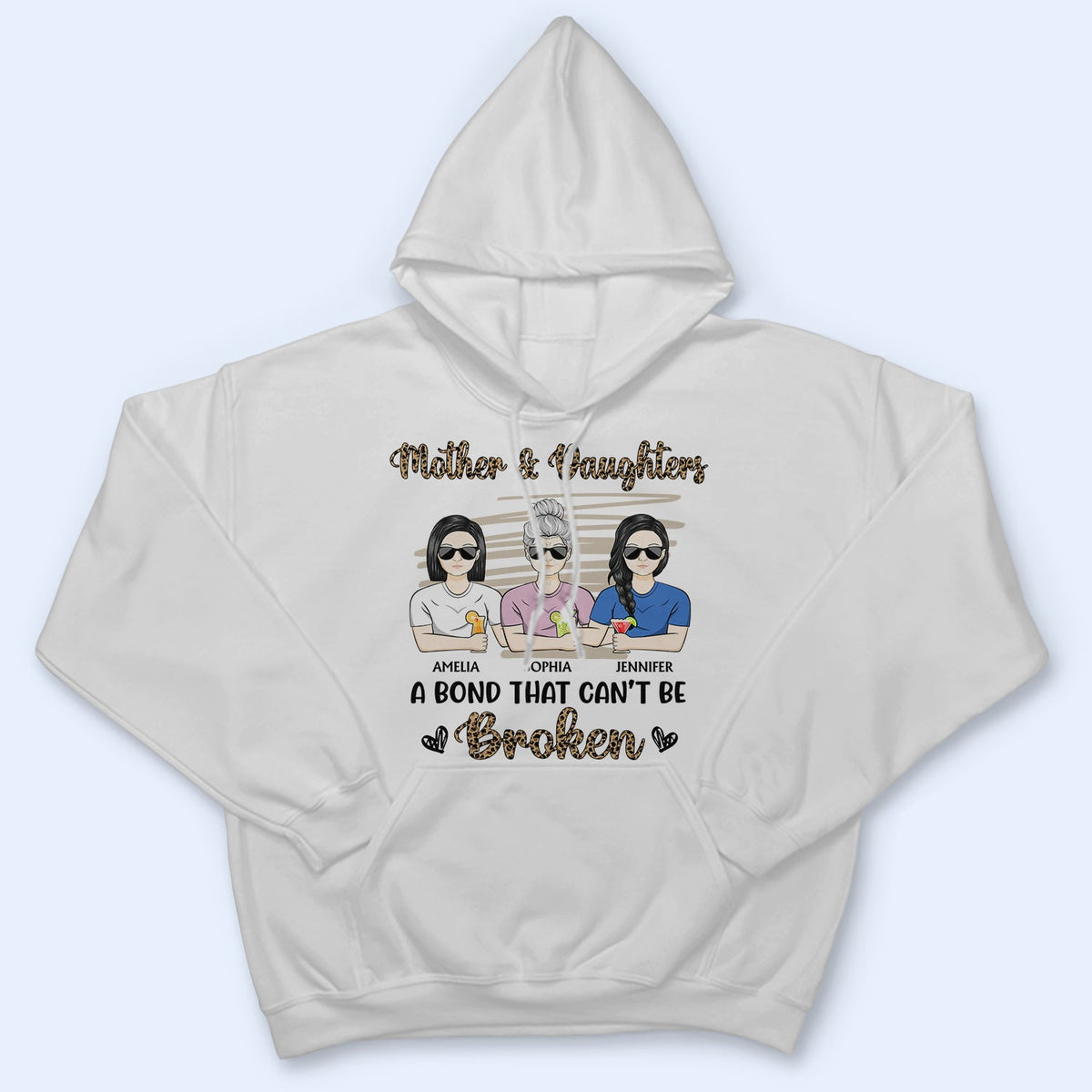 Mother & Daughters A Bond That Can't Be Broken Leopard Pattern - Gift For Mom, Mother, Grandma - Personalized T Shirt