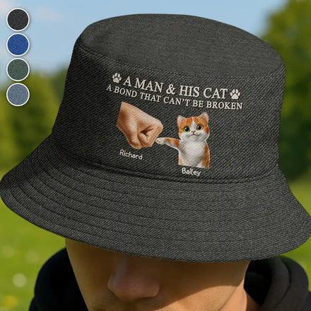 A Man And His Cat - Personalized Bucket Hat