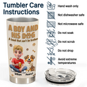 Pet Lovers,Pet Dad,Dog Lovers,Dog Dad,Happy - A Man And His Dog Wooden 3D Effect - Personalized Tumbler