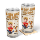Pet Lovers,Pet Dad,Dog Lovers,Dog Dad,Happy - A Man And His Dog Wooden 3D Effect - Personalized Tumbler