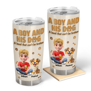 Pet Lovers,Pet Dad,Dog Lovers,Dog Dad,Happy - A Man And His Dog Wooden 3D Effect - Personalized Tumbler