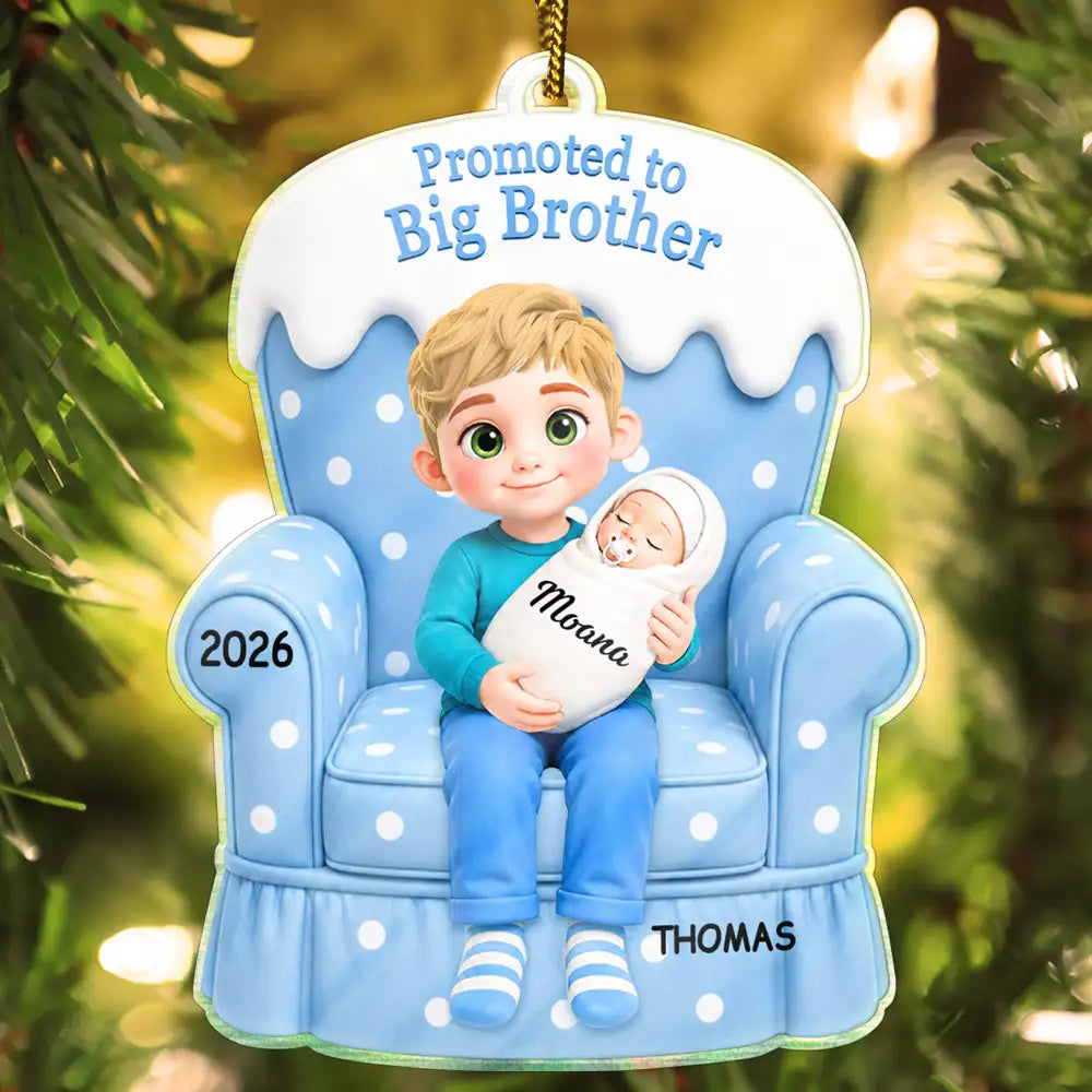 Adorable,New Mom,Christmas,Gift For Mother,Vector - Promoted Big Sister Big Brother Family Gift For Siblings, Baby Shower - Personalized Custom Shaped Acrylic Ornament