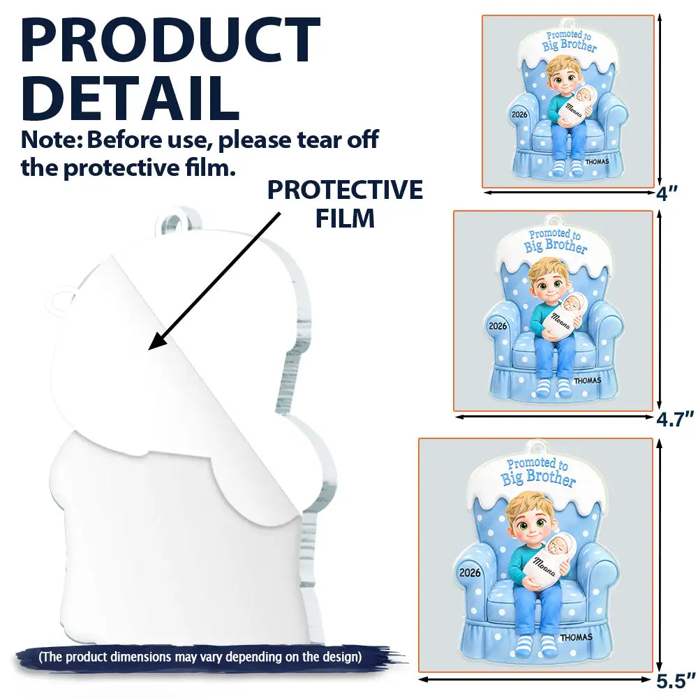 Adorable,New Mom,Christmas,Gift For Mother,Vector - Promoted Big Sister Big Brother Family Gift For Siblings, Baby Shower - Personalized Custom Shaped Acrylic Ornament