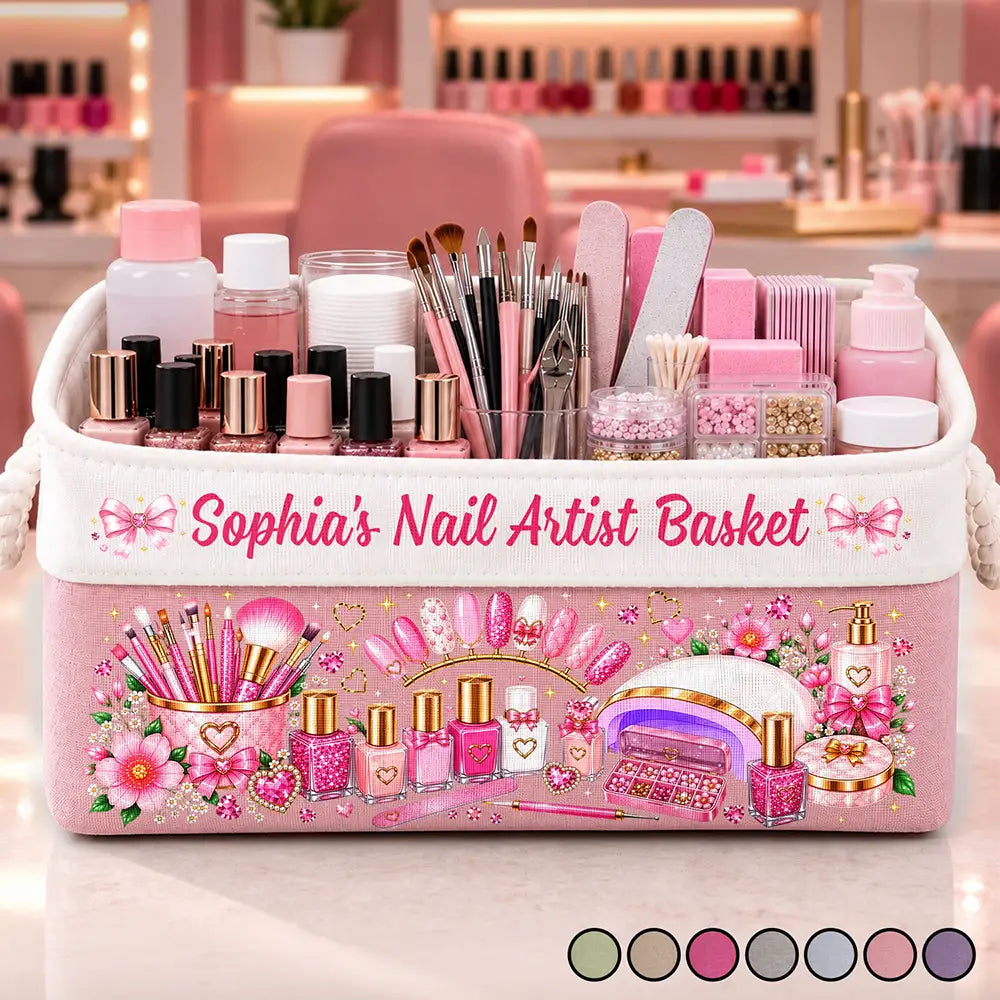 Gift For Nail Tech - Personalized Nail Artist Nail Polish Organizer Storage Basket