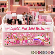 Custom Text,Happy,Top Market - Gift For Nail Tech - Personalized Nail Artist Nail Polish Organizer Storage Basket