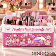 Custom Text,Happy,Top Market - Gift For Nail Tech - Personalized Nail Artist Nail Polish Organizer Storage Basket