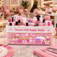 Custom Text,Happy,Top Market - Gift For Nail Tech - Personalized Nail Artist Nail Polish Organizer Storage Basket