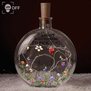 Christmas,Gift For Cousin,Gift For Sibling,Gift For Sister,Sentimental,Vector - Gift For Sisters - Personalized Birth Month Flower Round Flat Bottle Light