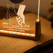 Christmas, Gift For Yourself, Gifts For Her, Gifts For Him, Memorial, Memorial Loved One, Moon Phase, Sentimental - Sympathy Gift For Loss Of Loved One - Personalized Moon Phase Holding Hands Night Light