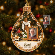 Christian,Christianity,Christmas,Custom Photo,Family,Memorial,Memorial Loved One,Sympathetic,Upload Full Photo - Christian Memorial Christmas Gift - Personalized Custom Photo In Loving Memory Acrylic Ornament
