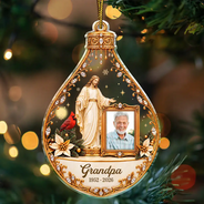 Christian,Christianity,Christmas,Custom Photo,Family,Memorial,Memorial Loved One,Sympathetic,Upload Full Photo - Christian Memorial Christmas Gift - Personalized Custom Photo In Loving Memory Acrylic Ornament