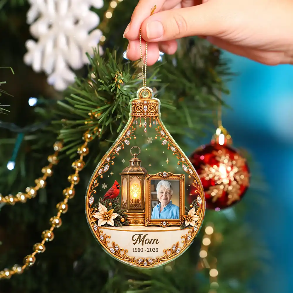 Christian,Christianity,Christmas,Custom Photo,Family,Memorial,Memorial Loved One,Sympathetic,Upload Full Photo - Christian Memorial Christmas Gift - Personalized Custom Photo In Loving Memory Acrylic Ornament
