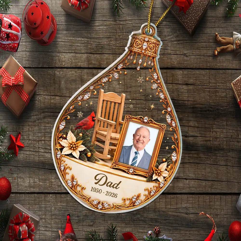 Christian,Christianity,Christmas,Custom Photo,Family,Memorial,Memorial Loved One,Sympathetic,Upload Full Photo - Christian Memorial Christmas Gift - Personalized Custom Photo In Loving Memory Acrylic Ornament