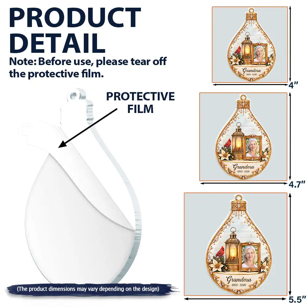 Christian,Christianity,Christmas,Custom Photo,Family,Memorial,Memorial Loved One,Sympathetic,Upload Full Photo - Christian Memorial Christmas Gift - Personalized Custom Photo In Loving Memory Acrylic Ornament