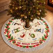 Christmas, Family, Icon, Sentimental - Gift For Family Mom Grandma - Personalized Family Name And Names Santa Hat Initials Christmas Tree Skirt