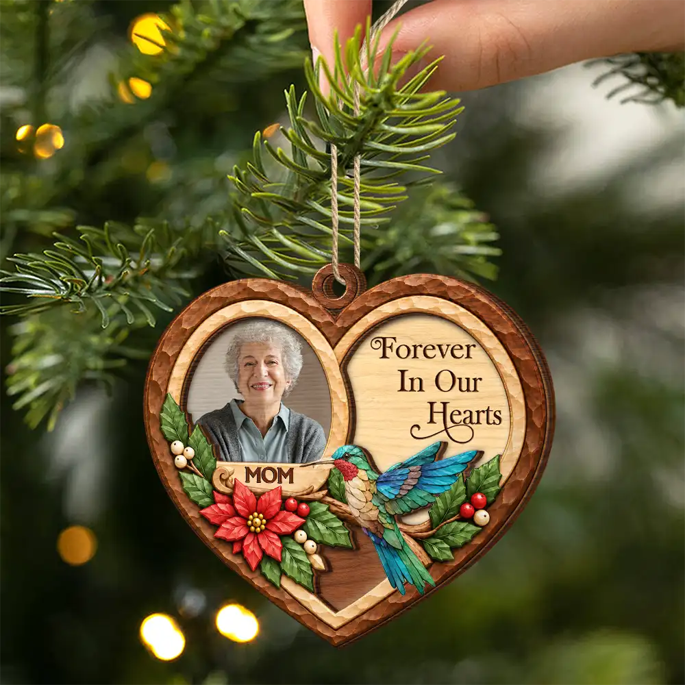 Christmas,Custom Photo,Family,Memorial,Memorial Loved One,Sympathetic,Upload Full Photo - Christmas Memorial Gift - Personalized Custom Photo I'm Always With You 2-Layered Wooden Ornament