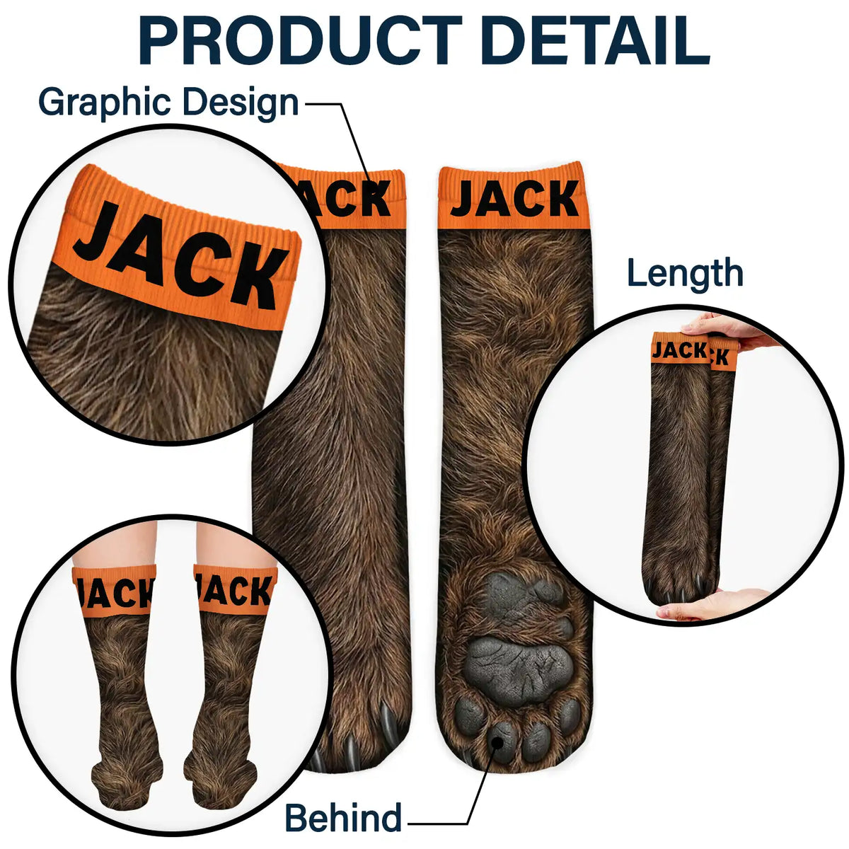Gift For Men,Gift For Yourself,Gifts For Him,Humorous,Hunting,Icon - Funny Gag Gift For Hunters - Personalized Animal Paw Illusion Socks